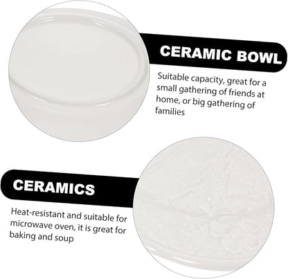 Amosfun Embossed Ceramic Plate Salad Dish for Appetizers Desserts Fruits Elegant Tableware for Weddings Parties and Home Dining Chic Food Serving Plate