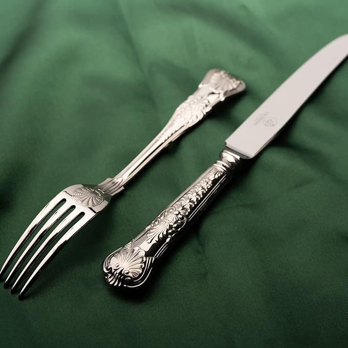 40 Piece Silverware Set for 8, 18 10 Stainless Steel flatware Set, Antique vintage cutlery set, Knife fork spoon, Heavy Duty Dishwasher Safe OTW PAVILION