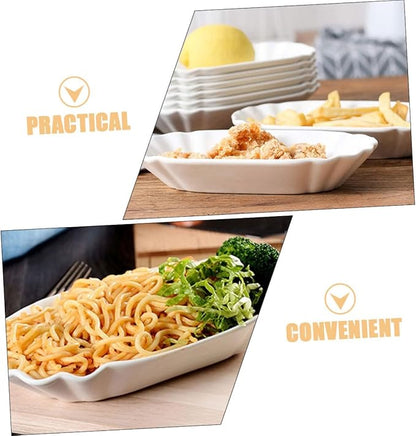 2pcs Ceramic Snack Plates Unique French Fries Serving Dish for Home Decor Creative Decorative Bowls for Appetizers Desserts and Snacks