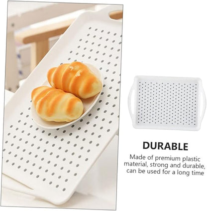 Luxshiny 1Pc Dot Rectangular Serving Tray Double Ear Handle Fruit Plate for Snacks Slip Design Stylish Storage for Home Hotels and Restaurants