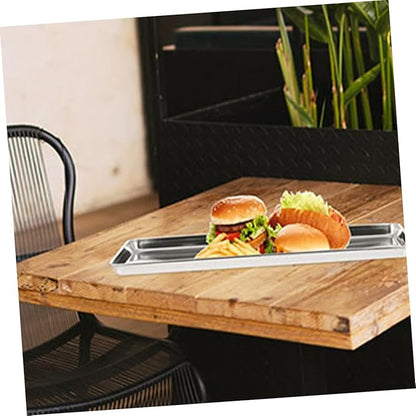 Cabilock Stainless Steel Serving Tray Set Rectangular Food Snack Plates for Home Restaurant and Party Use Unbreakable Design 2-Piece Kitchen Tray for Entertaining