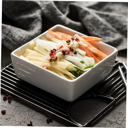 Happyyami 2Pcs Square Ceramic Sauce Dish Premium Condiment Plates for Seasoning for Dipping Sauces Snacks and Appetizers Space Saving Tableware