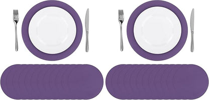 SHACOS 100 PCS Round Paper Placemats 13 inch Disposable Paper Place Mats for Dinner Wedding Birthday Party Festival Table Decoration Indoor Outdoor, Purple (Pack of 2)