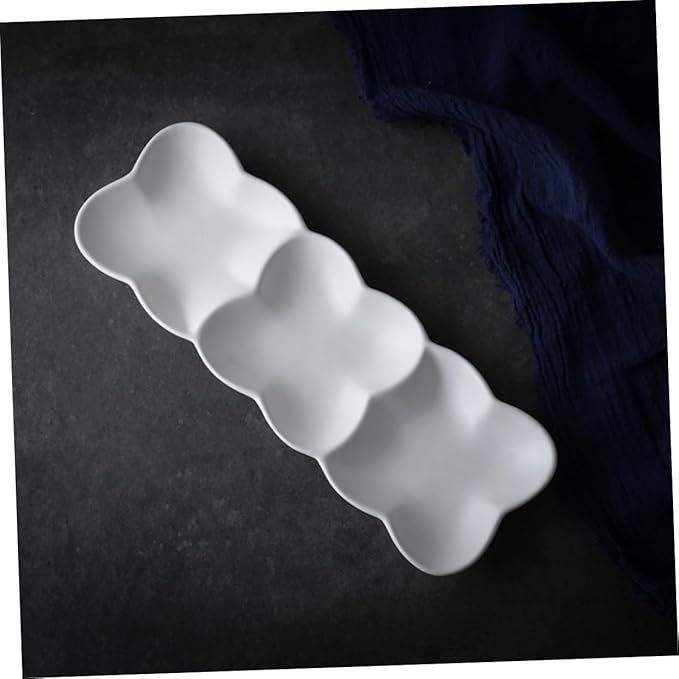 Ciieeo Nordic Style Ceramic Appetizer Serving Tray Plates for Dips and Condiments Sturdy Practical Design for Everyday Use and Gatherings White