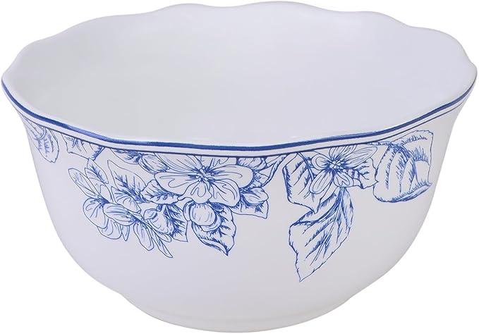 222 Fifth 12-Piece Porcelain Dinnerware Set for 4, Elegant Floral Plates and Bowls Sets- White/Blue Ceramic Dishes, Chip Resistant Kitchen & Dining Dish Set, Microwave & Dishwasher Safe, Hudson Valley