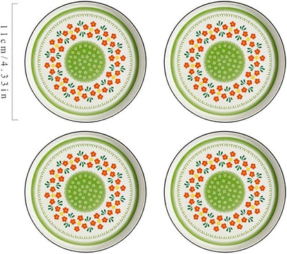 Appetizer Bowls Set of 4 Ceramic Sauce Dish Soy Sauce Dipping Plates Snack Sushi Fruit Appetizer Plates Side Dishes 4.33inches Salad Bowls (Color : Green)