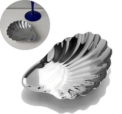 Stainless Steel Shell Shape Snacks Tray Jewelry Plate for Elegant Serving and Compacts Storage Kitchen Dining Tableware