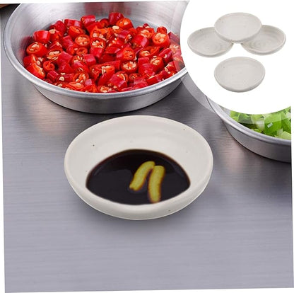 Alipis Ceramic Dipping Bowl Set with Vinegar Dish Square Appetizer Plates Seasoning Saucer for Home Use Beige Ceramic Sauce Dish for Snacks and Appetizers