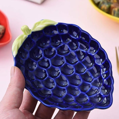 Ceramic Appetizer Plate Fruit Shape Plate Dessert Plate Salad Pasta Bowls Food Serving Tray for Fruit Cheese Dessert Snack-Blue