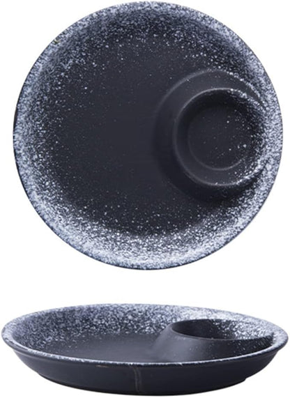 Round Ceramic Plate Serving Bowl Dipping Sauce Cup for Party and Dinner