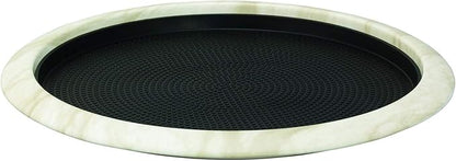 Service Ideas TR1412RIWM Tray with Removable Insert, 12" Round, Stainless Steel, White Marble