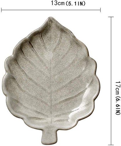 Ceramic Cutlery Salad Bowl Snack Plate Ceramic Appetizer Plate Unique Seasoning Plate Snack Plate Leaf-Shaped Small Plate Fruit Pastry Plate Small Bowl (Color : A)