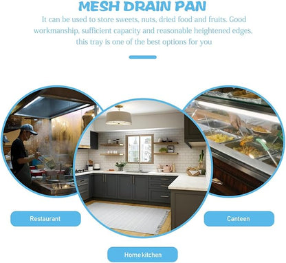 1set Stainless Steel Snack Serving Dish with Draining Grease Tray Versatile Food Plate for Fruits Snacks and Fried Foods Modern Design for Home Use Frying Oil Drain Pan