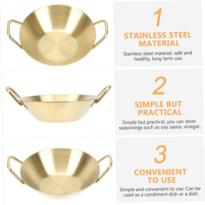 Happyyami Stainless Steel Seasoning Dish Set 4-inch Appetizer Plate for Dipping Sauces Creative Condiment Holder for Sushi and Appetizers