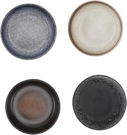 4pcs Ceramic Sauce Dishes Set Mini Appetizer Plates Decorative Style Microwave Safe Small Serving Bowls for Dipping Sauces and Condiments