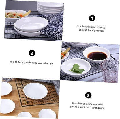 6pcs Ceramic Sauce Plates for Dipping Condiments White Seasoning Dishes for Snacks Appetizers and Desserts Dining Table