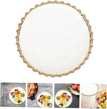 Mobestech Ceramic Double Appetizer Plate Stable Porcelain Dinner Plate for Party Festival Household Round Dessert and Fruit Serving Tray