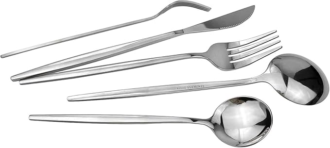 24Pcs Silver Mirror Silverware Flatware Set, 18/0 Stainless Steel Cutlery Set Utensils Kitchen Dinnerware Include Knife Fork Spoon and Teaspoon, Service for 4