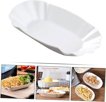 Cabilock 2pcs Ceramic Snack Plates Creative White Dishes for Appetizers Dried Fruits Nuts and Desserts for Home Parties and Gatherings