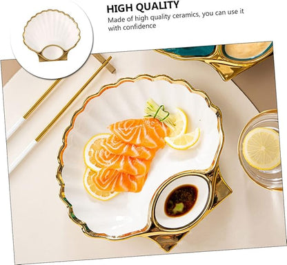BESTOYARD Shell Serving Plate for Sushi Dumpling Dish Ceramic Plates Elegant Vinegar Bowl