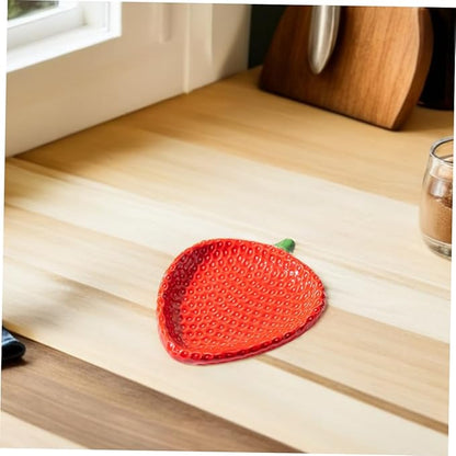 Strawberry Ceramic Appetizer Plate Snack Dish for Outdoor Dining Travel Family Gatherings Easy Clean Sauce Dish Charming Design for Desserts Sushi