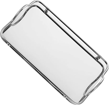PRETYZOOM Entertaining Large Tray Stainless Steel Serving Trays Handles Rectangular Food Serving Tray