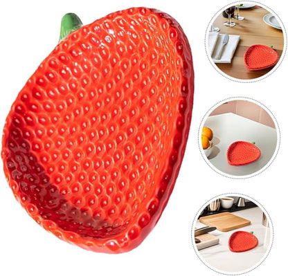 Strawberry Design Ceramic Appetizer Plate Multifunctional Dessert Dish for Sauces Sushi Pastries Snacks Easy to Clean and Portable for Dining and Picnics