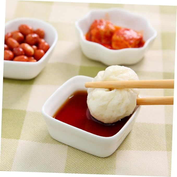 ABOOFAN 2PCS Square White Ceramic Dipping Dishes Seasoning Sauce Plate Set Microwave Dishwasher Safe for Appetizers Desserts Suitable for Home and Kitchen Use
