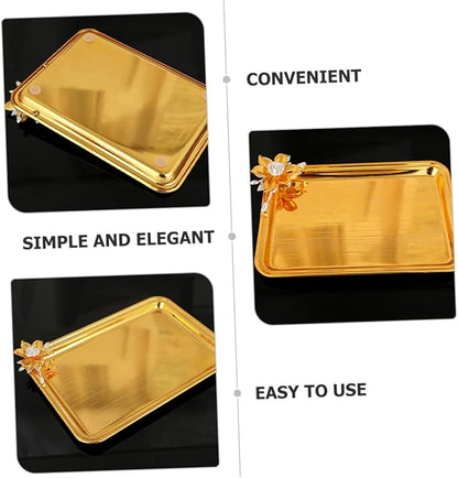 PRETYZOOM Decorative Metal Serving Tray for Snacks and Beverages Small Organizer for Parties Home and Restaurants Elegant Food Display and Storage