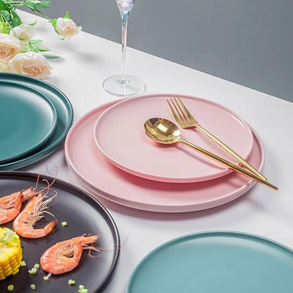 Dessert Plates Simple Solid Color Ceramic Dinner Plate Home Western Food Round Breakfast Dinner Tableware