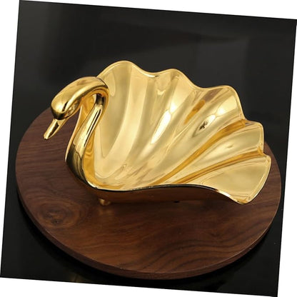 ABOOFAN Metal Serving Tray Fruit Plate Decorative Desk Tray Snack Display Gold Decorative Plate