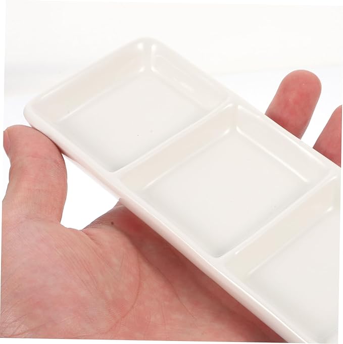 Amosfun 2Pcs Rectangular Ceramic Sauce Dishes Appetizer Plates for Dipping Fruit Condiment Bowls Versatile for Home School Picnic Travel