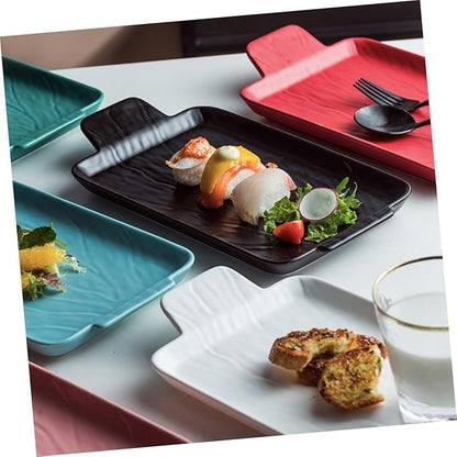 Tableware Wedding Guest Steak Plate Japanese Appetizer Plates Ceramic Jewelry The Wedding Ceramic Platter Plates Practical Food Serving Dish Ceramic Sushi Platt (Black-29.5 * 16.2 * 2.5cm