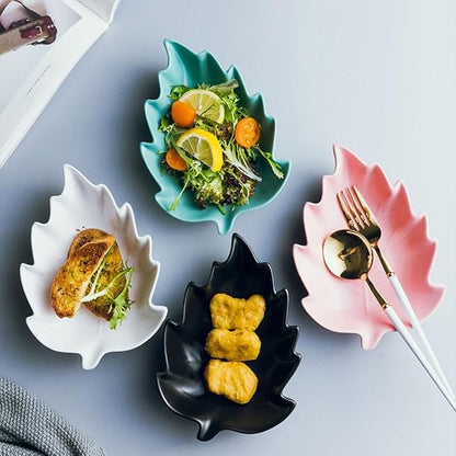 FAREWELL Dipping Bowls Leaf Shape Soy Sauce Dish Ceramic Soy Sauce Dish Appetizer Plate Condiment Sauce Bowl Salad Dessert Snack Appetizer Or Serving Condiment Appetizer Bowls (Color : D)