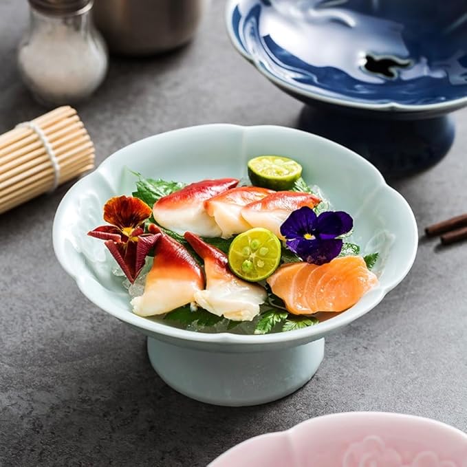 SONGCHAO Party Supplies Sashimi Plate Dry Ice Plate Japanese Creative Tableware Display Plate Ceramic Japanese Food Presentation Fish Plate Party Plates (Color : C)