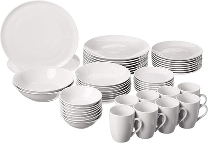 Plate and Bowl Set Porcelain Kitchen Dinnerware Set Ceramic tableware 10 Dinnerware Set,Service for 8,White,