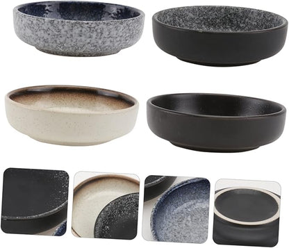 VOSAREA 4pcs Japanese Style Seasoning Plate Lids Ceramic Dishes for Sauce Condiments and Appetizers