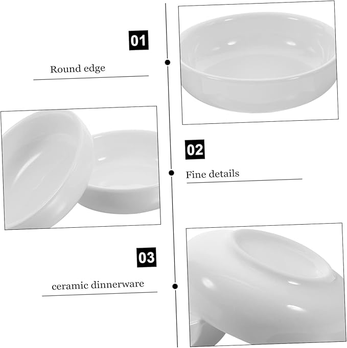 GLEAVI 6pcs Round White Ceramic Dipping Sauce Plates for Appetizers and Seasonings Elegant Small Condiment Dishes for Ketchup Vinegar and Salad Dressings