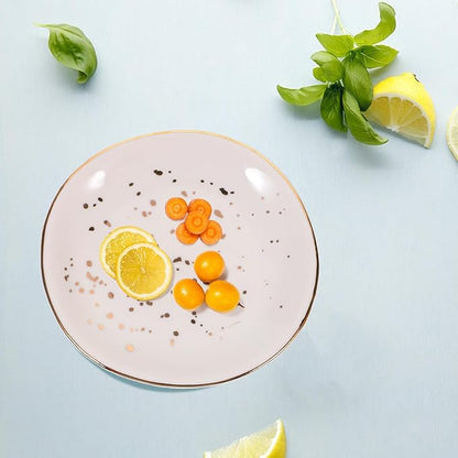 TOYANDONA Ceramic Food Plate White Speckled Nordic Style round Serving Plate Home Dining Pasta Tray