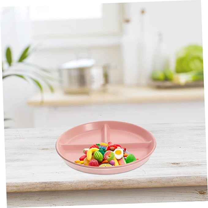 Happyyami Divided Ceramic Plate Boys and Girls Snack Plate Spin for Boys and Girls