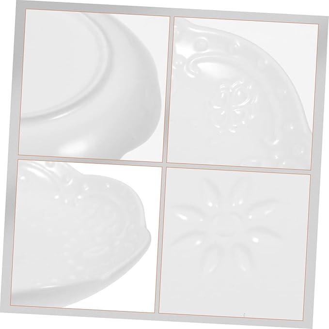2sets Elegant Ceramic Dipping Sauce Bowls Embossed Seasoning Dish for Appetizers for Soy Sauce Oil and Condiments for Tea and Dinner Parties 2pcs*2