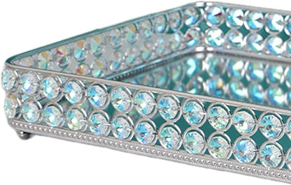 Qianly Vanity Tray Serving Tray Mirror Tray Perfume Tray for Bars Cafes Restaurants Offices, Silver