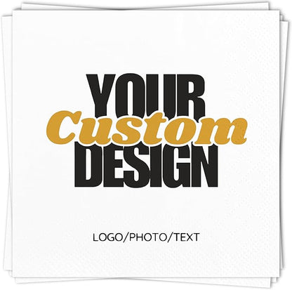 25Pcs 3 Ply Personalized Cocktail Napkins - Custom Napkins with Logo Photo Text - 4.8"x4.8" Customized Printed Logo Napkin for Business Bar Party Wedding Birthday Anniversary