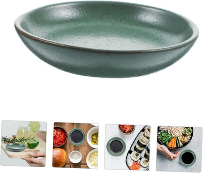 Sosoport Ceramic Seasoning Dish Set Round Shallow Appetizer Plates Wear-resistant Porcelain Dipping Trays for Sauces for Restaurants and Home Use