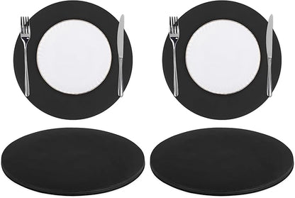 SHACOS 100 PCS Round Paper Placemats 13 inch Disposable Paper Place Mats for Dinner Wedding Birthday Party Festival Table Decoration Indoor Outdoor, Black (Pack of 2)