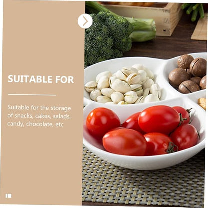 Compartment Ceramic Food Serving Plate Split Meal Tray for Snacks Desserts and Appetizers for Office School and Restaurant Use