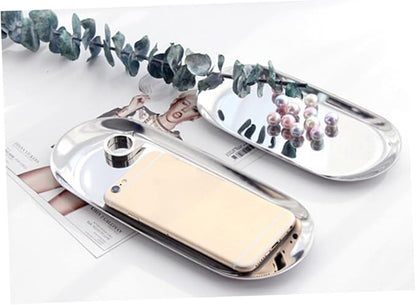 Professional Silver Tray for Serving and Bathroom Stainless Steel Large