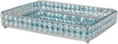 Qianly Vanity Tray Serving Tray Mirror Tray Perfume Tray for Bars Cafes Restaurants Offices, Silver
