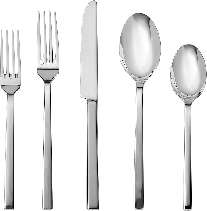 Fortessa Viggo Stainless Steel Flatware, Mirrored Stainless Steel, 20 Piece Place Setting, Service for 4