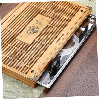 Cabilock Stainless Steel Tea Tray Rectangular Serving Tray for Tea Set Kitchen Accessory for Home Use